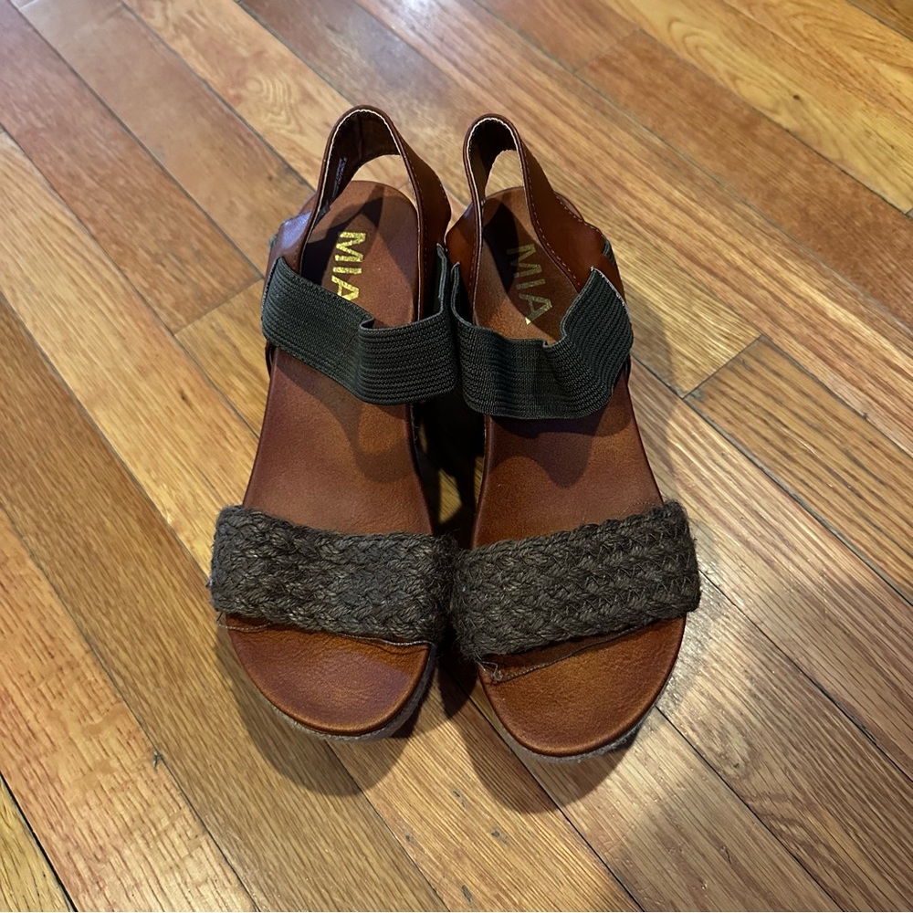 Mia Brown 5.5 Wedges Lenny‎ GG1741 Sandals - Picture 2 of 7